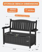 YEFU Outdoor Bench, Heavy Duty Garden Storage Bench, Weatherproof, Weatherproof - Image 2