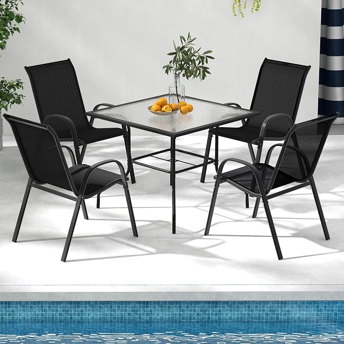 Tangkula Patio Dining Chairs Set of 2, Outdoor Stackable All Weather Heavy Duty - Image 2
