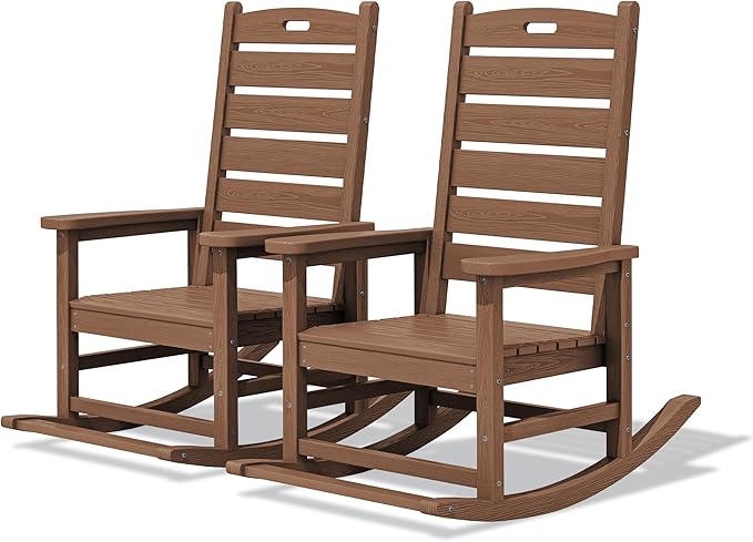 SERWALL Outdoor Rocking Chair Set of 2, Oversized HDPE Rocker, All Weather by SERWALL