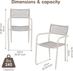 Patio Chairs Set of 6, Stackable Outdoor Dining Chairs - Image 3