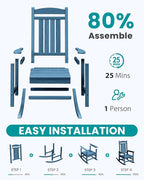 SERWALL Rocking Chair Outdoor, Oversized Patio Rocking Chairs, Porch Rocker - Image 5