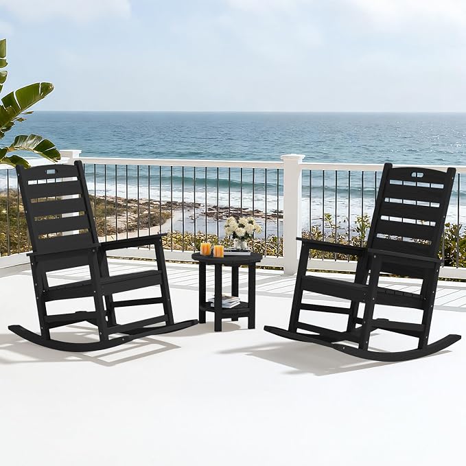 SERWALL Outdoor Rocking Chair Set of 6, Oversized HDPE Rocker, all Weather - Image 10
