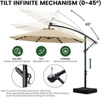 10FT Patio Umbrella with Solar Lights and Base - Image 5