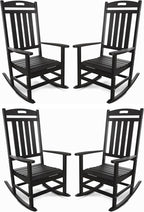 Outdoor Rocking Chair Set of 4, All-Weather Resistant Poly Lumber Rocker Chair by Adiromoti