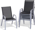 Patio Chairs Set of 6, All Weather Outdoor Dining Chairs | Stackable Dining by Dovov