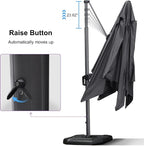PURPLE LEAF Patio Telescopic Umbrella 11.5' x 11.5' Up Down Lifting Grey | - Image 3