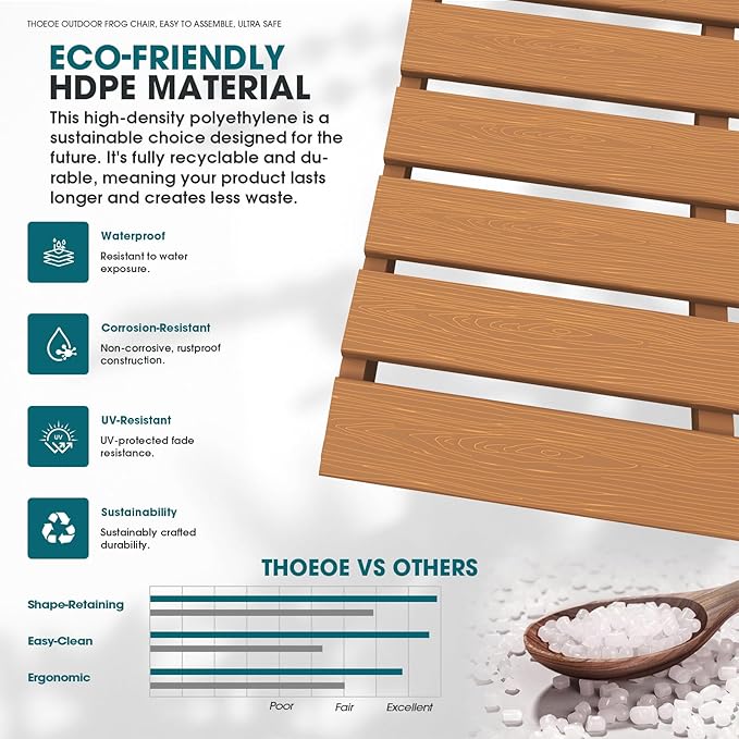 THOEOE Outdoor Rocking Chairs, Oversized Patio Rocking Chair | HDPE Outdoor - Image 5