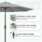 JEAREY 10 ft Outdoor Patio Umbrella w/Tilt and Crank, Light Gray | 8 Sturdy - Image 2
