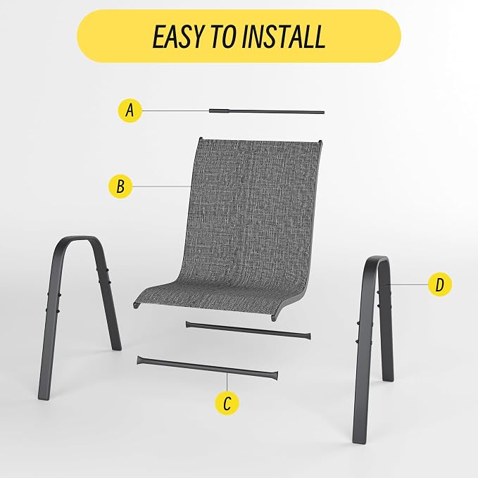 Patio Chairs Set of 4, Stackable Outdoor Dining Chairs Set - Image 6