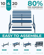 SERWALL Armless Outdoor Bench, All Weather HDPE Porch Bench, 1 Pack, Suitable - Image 8