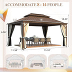 12'x16' Hardtop Gazebo, Wood Grain Aluminum Frame Outdoor Gazebo - Image 3