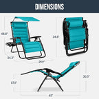 Best Choice Products Oversized Padded Zero Gravity Chair w/Canopy Headrest Cup - Image 2