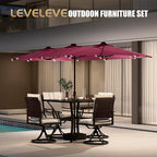 15FT Large Patio Umbrella with Base & Solar LED Lights - Image 6
