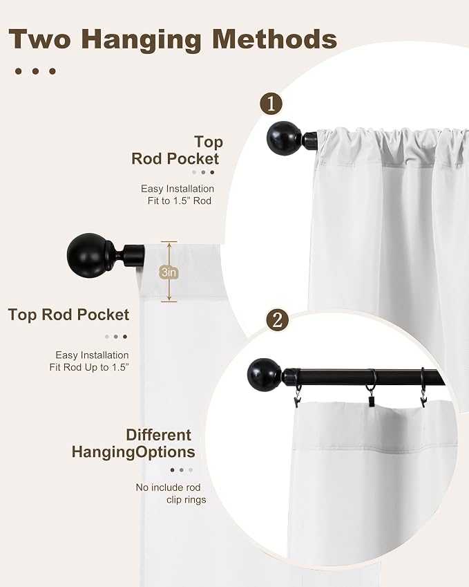 Outdoor Curtains for Patio Waterproof Rod Pocket 4 Pcs 54x95 Inch White | - Image 3