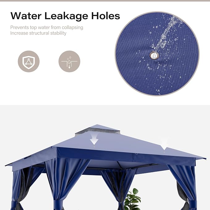 10'x13' Outdoor Gazebo, Heavy Duty Metal Frame Patio Canopy - Image 8