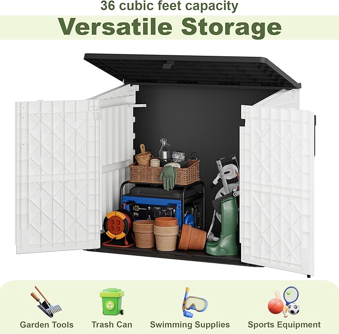 Plastic Outdoor Storage Shed, 36 Cu Ft Waterproof Outdoor Storage Cabinet - Image 7