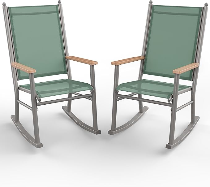 Shintenchi 2 Pcs Outdoor Rocking Chairs Set, Upgraded High Back Patio Rocking by Shintenchi%7CFurnitureMadeforRealLife