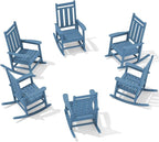 Oversized Outdoor Rocking Chair Set of 6, HDPE Patio Rockers by KINGYES