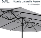PHI VILLA 15ft Large Outdoor Patio Umbrella - Image 8