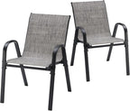 Stackable Outdoor Dining Chairs Set of 2, Textilene Patio Chairs by Soohowfurniture