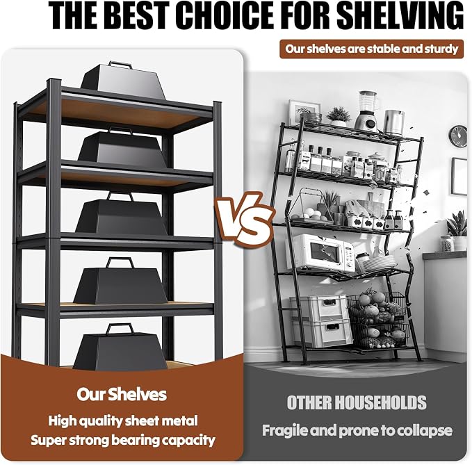 71.2''H Storage Shelves, 2500lbs Garage Shelving, Adjustable Heavy Duty - Image 6