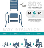 SERWALL Outdoor Rocking Chair Set of 6, Oversized HDPE Rocker, All Weather - Image 8