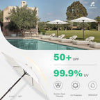 JEAREY 7.5 ft Outdoor Patio Umbrella, Table Umbrella, Cream White | 6 Sturdy - Image 3