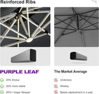 PURPLE LEAF Patio Umbrella 9' X 12' Double Top Solar LEDlight, Slate Gray | - Image 7