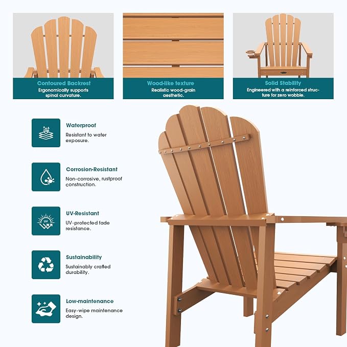 THOEOE Stackable Adirondack Chair Set of 8, HDPE All-Weather Fire Pit Chair | - Image 6