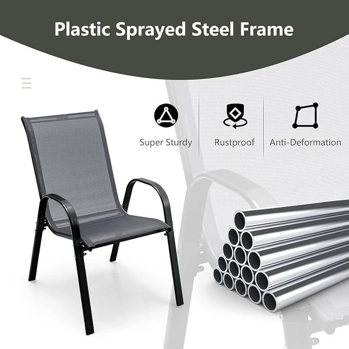 MEDIMALL Patio Chairs, Stackable Patio Chairs Set of 4, Outdoor Dining Chairs - Image 5