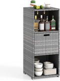 Tangkula Rattan Outdoor Storage Cabinet, Patiojoy Outdoor Wicker Cabinet by TANGKULA