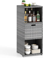 Tangkula Rattan Outdoor Storage Cabinet, Patiojoy Outdoor Wicker Cabinet by TANGKULA