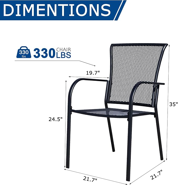 Patio Dining Chairs Set of 8, Metal Mesh Patio Furniture Set - Image 3