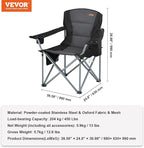 VEVOR Oversized Camping Folding Chair, Portable Heavy Duty Outdoor Quad Lumbar - Image 3