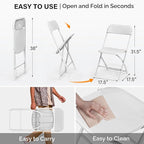 VINGLI 6 Pack White Plastic Folding Chair, Indoor Outdoor Portable Stackable - Image 3