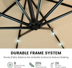 10FT Patio Umbrella with Solar Lights and Base - Image 2