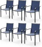 Anmutig Stackable Outdoor Dining Chairs Set of 6, Textilene Fabric, Breathable by Anmutig