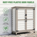 Ketive Outdoor Storage Cabinet, 2-Tier Garden Cabinet - Image 5