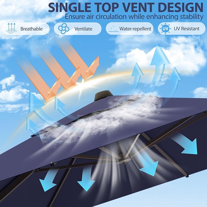 10' X 10' Patio Umbrella Cantilever Outdoor Rectangle Umbrella, Heavy Duty - Image 4