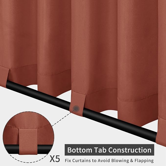 Easy-Going Outdoor Patio Curtains 2 Panels, 110x120 inch, Terra Red | Privacy - Image 3