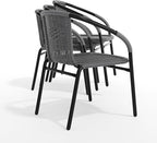 EMMA + OLIVER Gray PE Rattan Stackable Patio Dining Chair, Indoor/Outdoor Use - Image 9