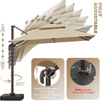 10x10Ft Patio Umbrella Outdoor Cantilever Rectangle Umbrella, 6-Level Tilt & - Image 6