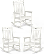 Oversized Outdoor Rocking Chairs Set of 3, 380lbs Heavy-Duty Large Patio Rocker by CIOKEA