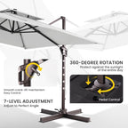 10x10 FT Outdoor Cantilever Patio Umbrella, Fog Grey | Aluminum Frame, - Image 4
