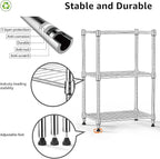 M MZG 450 lbs Wire Storage Shelving 3-Tier Utility Shelving Unit Steel - Image 8