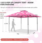 EAGLE PEAK 13x13 Pop Up Canopy Tent, Auto Extended Eaves, Heavy Duty Outdoor - Image 3