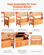VEVOR Outdoor Storage Bench, 2-Person Wooden Storage Bench, 33 Gallons Deck Box - Image 7
