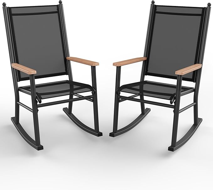 Shintenchi Outdoor Rocking Chairs Set of 2, Upgraded High Back Patio Rocking by Shintenchi%7CFurnitureMadeforRealLife