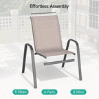 Patio Chairs Set of 2, All Weather Outdoor Dining Chairs | Stackable Dining - Image 4