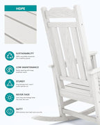 SERWALL Outdoor Rocking Chair, HDPE Oversized Rocking Chair Outdoor - Image 6